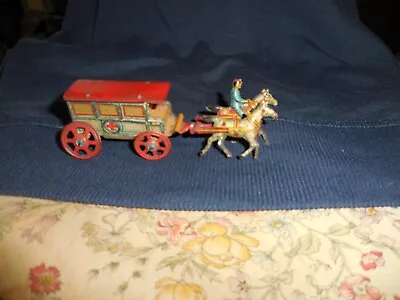 Vintage German Tin Penny Toy Meier Horse Drawn Ambulance  4 1/2  NICE!! • $169.95