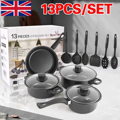 13 Piece Non Stick Saucepan Cookware Set Cooking Pot Frying Pan Set With Lids ! • £29.99