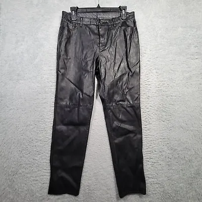 Divided H&M Pants Womens 10 Black Faux Leather Tapered Leg 31x27 • $17.99