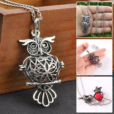 $4.96 • Buy Aromatherapy Essential Oil Diffuser Pendant Necklace Hollow Owl Lockets Chains