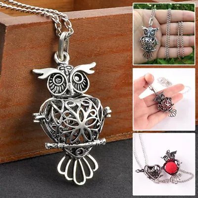 $4.96 • Buy Aromatherapy Essential Oil Diffuser Pendant Necklace Hollow Owl Lockets Chains