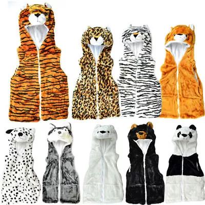 £6.50 • Buy **animal Jacket Fleece Lined Pockets Hoody Gilet Zip Winter Fur Kids Hats Body 
