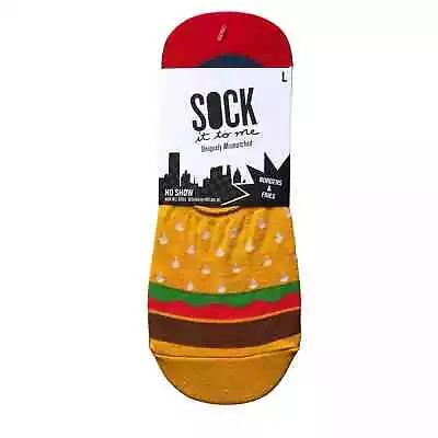 Sock It To Me Red Blue Food Hamburger Fries Uniquely Mismatched No Show Socks • $10