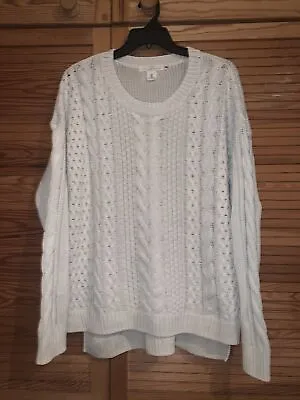 H&M HENNES LOGG Off White Cable Knitted Jumper Size Large • £4.99