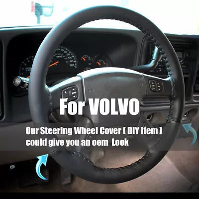 For VOLVO Black 15  Diameter Car Auto Steering Wheel Cover Genuine Leather New • $26.64