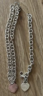 Genuine Return To Tiffany Heart Tag Chain Link Necklace And Bracelet In Silver • $1000