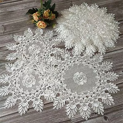 Lace Embroidery Table Cloth White Coffee Coaster  Wedding Banquet Decor • $11.90