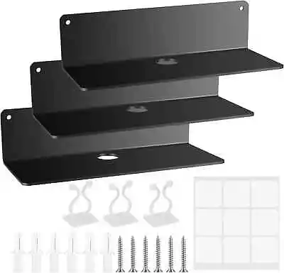 3 Pcs Acrylic Floating Shelves Wall Mounted Display Shelf Self Adhesive Wall  • £15.85