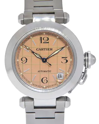 Cartier Pasha C Steel Salmon Grid Dial Ladies 35mm Automatic Watch W31024M7 2324 • $2450