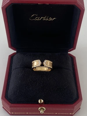 £1850 • Buy 18ct Gold Cartier Diamond Double C Ring Authentic Ring 18K 750.