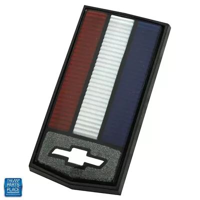 86-92 Camaro Header Panel Emblem Red White Blue Bars Silver Bowtie Charcoal Bkgd • $41.99