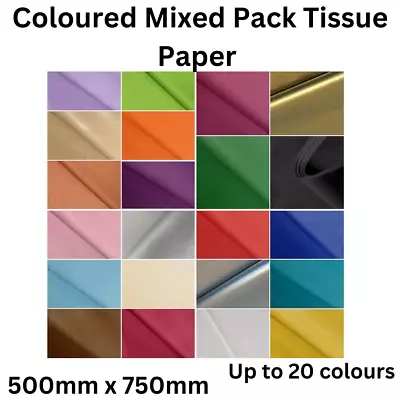 22 Coloured Wrapping Tissue Paper Colours Hampers Gifts Birthday 500mm X 750mm • £33.50