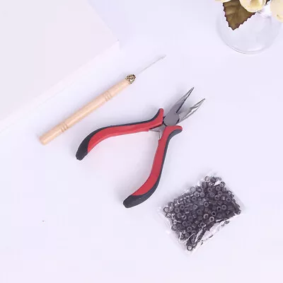 200 Silicone Micro Rings Beads Feather Hair Extension Complete Tool Kit I4UK Wi • £6.41