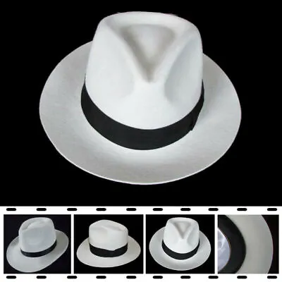 Michael Jackson MJ White Wool Fedora Hat Cap Smooth Crimina Cosplay Costume Prop • $38.84