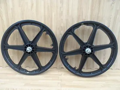 Pair Of 20  Bicycle Mag Wheels Set 6 SPOKE BLACK FOR GT DYNO HARO Any BMX BIKE • $98.99