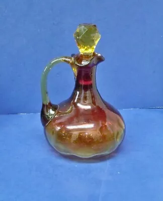 Antique Mt. Washington Glass Amberina Cruet In * Inverted Coin Dot * Pattern • $59