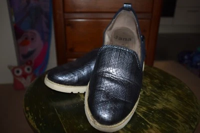 Jana Shoes Blue Metallic Snake Print Pull On Flat Light Loafers Size UK 4 EUR 37 • £7