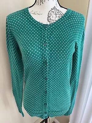 Merona Green White Polka Dot Cardigan Sweater Euc Medium • $6.50