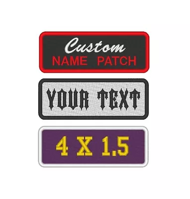 Custom Embroidered Name Tag Sew On Patch Motorcycle Biker Patches 4  X 1.5  (A) • $6.50