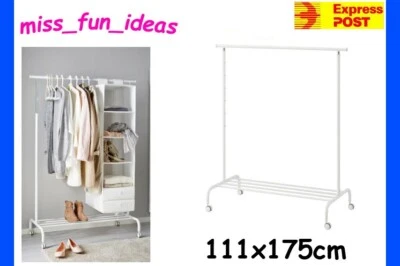 $54.99 • Buy IKEA RIGGA Clothes Cloth Rack Hanger Portable Wardrobe Laundry Height Adjustable