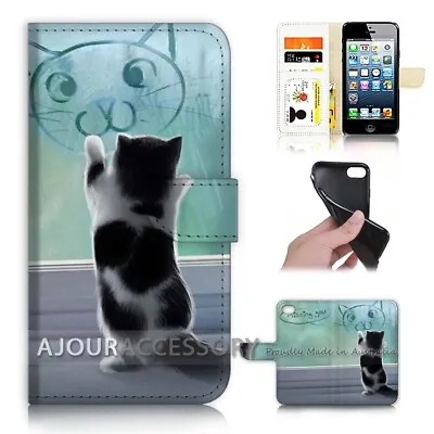 $12.99 • Buy ( For IPhone 7 Plus ) Wallet Flip Case Cover AJ21196 Cartoon Cat