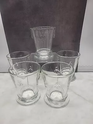 Vintage La Rochere Raised Relief Bee Tumblers -Set Of 5- 4  Tall Approx. 9 Oz • $34.99