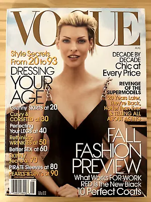 Vogue Magazine August 2006 - Linda Evangelista Cover • $22