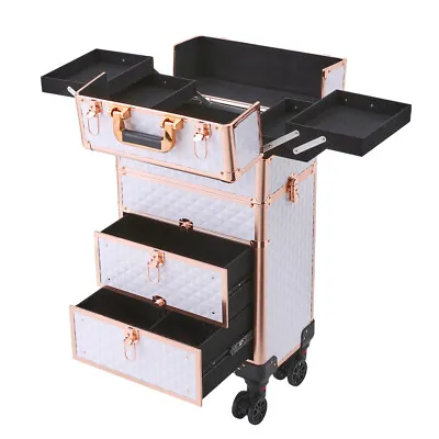 4 IN 1 Makeup Trolley Case Mobile Beauty Vanity Hairdressing Case With Drawer UK • £85.95