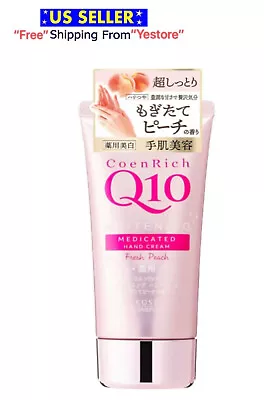 Kose Hand Cream Fresh Peach CoenRich Q10 Whitening Medicated Japan Therapy 80g • $13.89