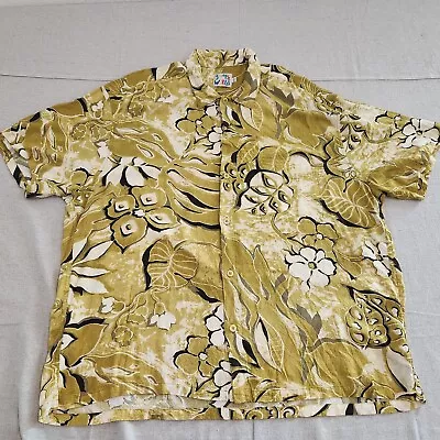 Jams World Hawaiian Shirt Mens XXL Lahaina Green Rayon Floral Button Up Camp • $44.59