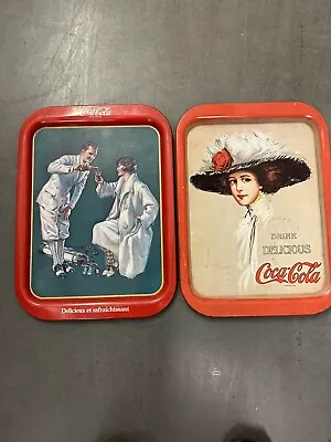 (2) Vintage 1971 Coca Cola Tray Serving Soda Reproduction • $15.99