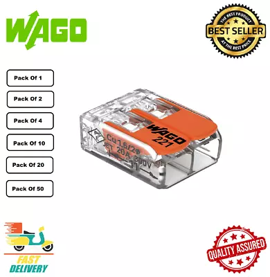 WAGO 221 - 412 2 Way Reusable Electrical Wire Cable Connectors Compact UK • £9.99