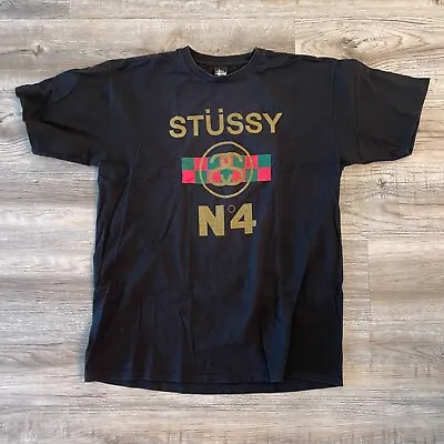 Vintage Stussy No 4 Tee T-Shirt Black Rare Gucci Colorway Size L • $99.99