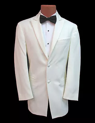 Men's Chaps Ivory Tuxedo Jacket Two Button With Satin Trimmed Peak Lapels 35R • $19.99