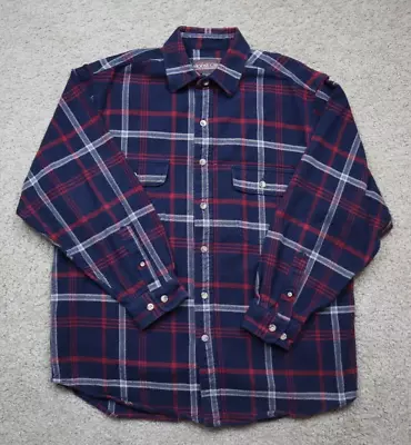 Moose Creek Flannel Shirt Mens Large Blue Plaid Long Sleeve Button Pockets • $24.95