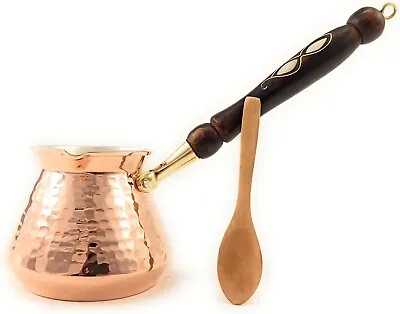 Silk Road Large Copper Turkish Coffee Pot With Wooden Handle 18 Fl Oz • $91.49