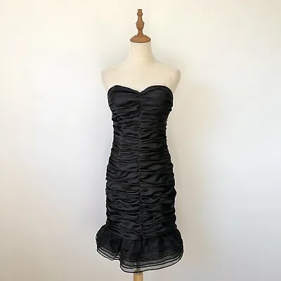 Elle Zeitoune Women’s Dress Size 8 10 12 Black Cocktail Ruched Strapless Party • $50