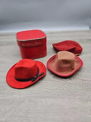 Vintage 1950’s Mallory Hats Box 2 Hats Miniature Salesman Sample • $39.99