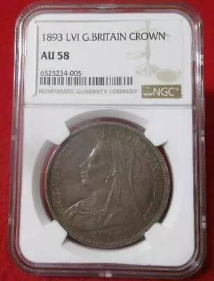 Great Britain 1893 LVI SILVER CROWN QUEEN VICTORIA NGC AU 58            #MF-3916 • $350