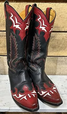 SUPER COOL Ben Miller RED~WHITE~BLUE Leather Cowboy Boots Mens Size 8B • $85