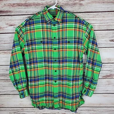 NWT POLO Ralph Lauren Mens Small Lime Green Plaid Flannel Button Down Shirt  #70 • $40
