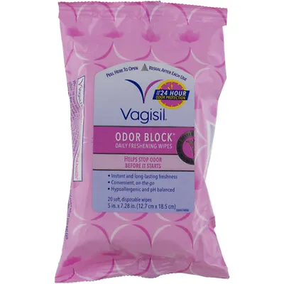 $9.02 • Buy Vagisil Odor Block Personal Wipes, Spearmint, 20 Ct