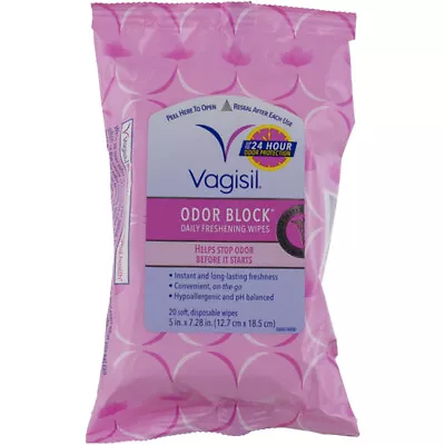 $9.02 • Buy Vagisil Odor Block Personal Wipes, Spearmint, 20 Ct