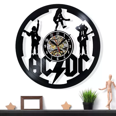 AC DC Vinyl Record Wall Clock Gift Surprise Ideas Friends Decor Wall Art • $16.97