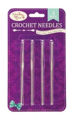 £2.49 • Buy 4x ALUMINIUM CROCHET NEEDLES HOOKS Yarn Knitting Set 1.5MM-3MM Crafts Sewing Kit