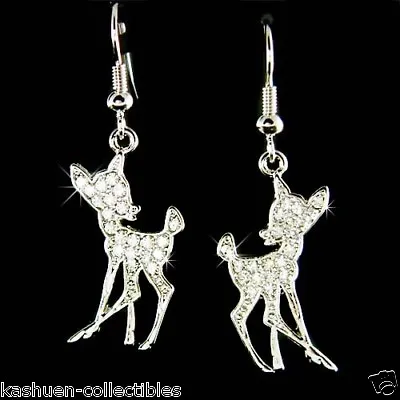 £46.74 • Buy Bambi~ Made With Swarovski Crystal Fawn Deer Lover Charm Earrings Xmas Jewelry