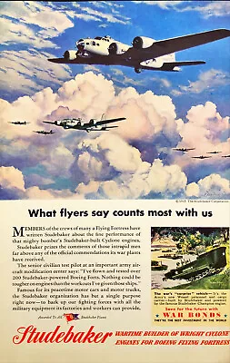 Studebaker Engines For B-17 Flying Fortress Buy War Bonds WWII 1945 Print Ad • $23.77