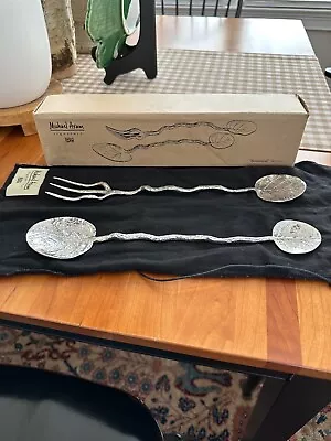 MICHAEL ARAM Botanical Servers Salad Set Spoon & Fork Silver Plated Bronze 12 L • $85