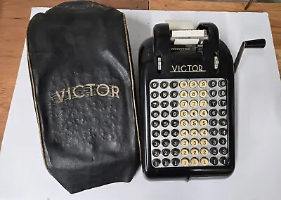 Vintage Victor 8 Row Hand Crank Adding Machine Model 680 With Dust Cover • $45