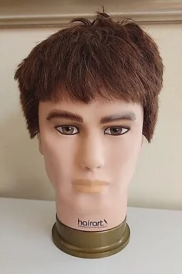 HAIRART PROFESSIONAL Training Head Male Brown REAL HAIR Mannequin Prop • $37.99